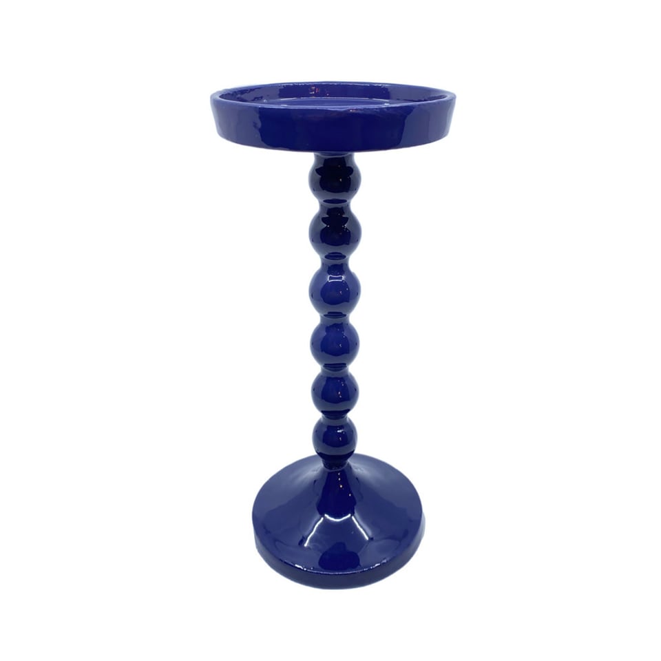 Kandelaar Blokkaars Indigo Blauw Emaille 13x27cm