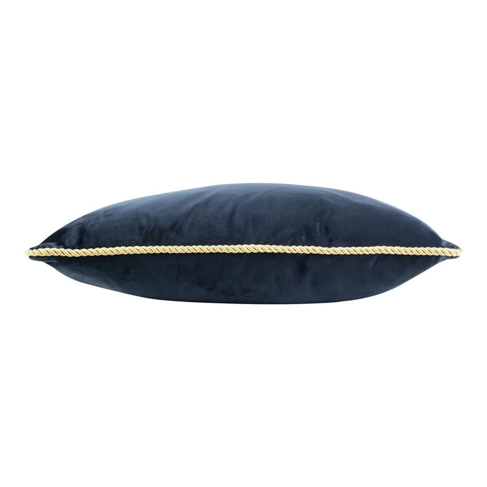 Sierkussen Navy Fluweel 45x35cm Gouden Bies