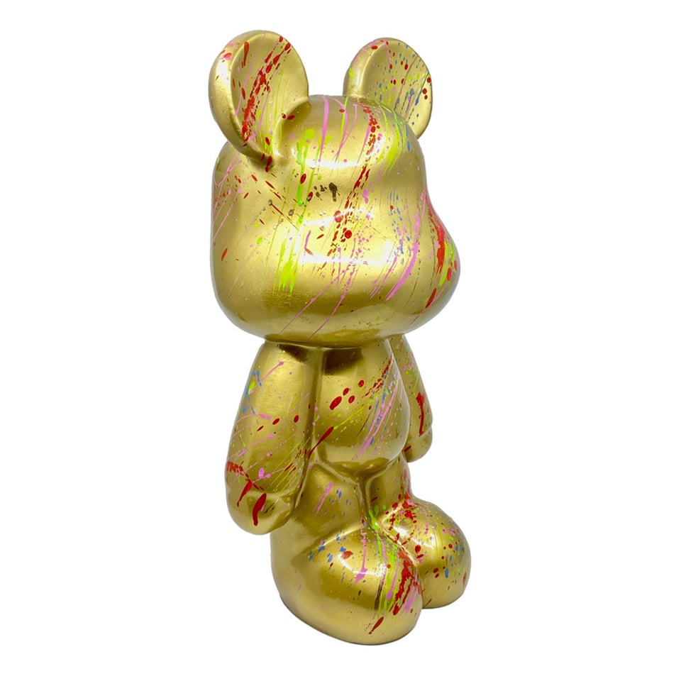 Beeld Design Teddy Beer Splash Goud 26x16x47cm