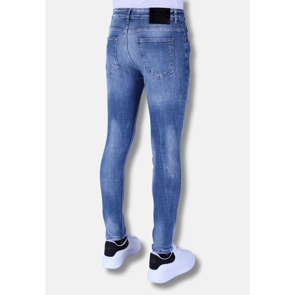 Stonewashed Slim Fit Heren Jeans Met Stretch -1098 - Blauw