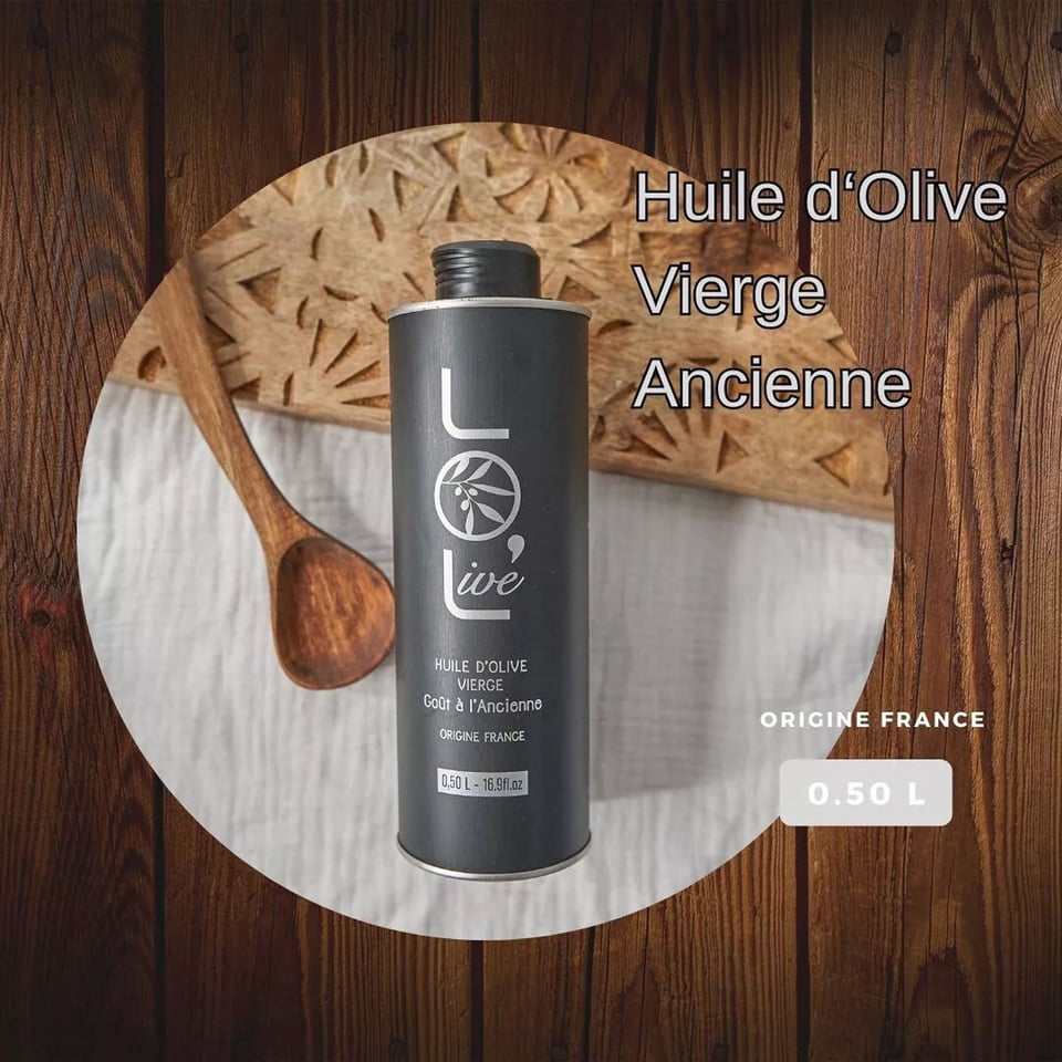 Old-Fashioned Olijfolie - Fruitige Zwarte Vierge 0,50L - Picholine - Frankrijk / Provence