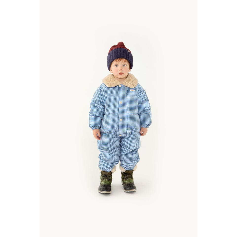 Tiny Cottons VICHY PADDED OVERALL Blue/light Cream | Peddler