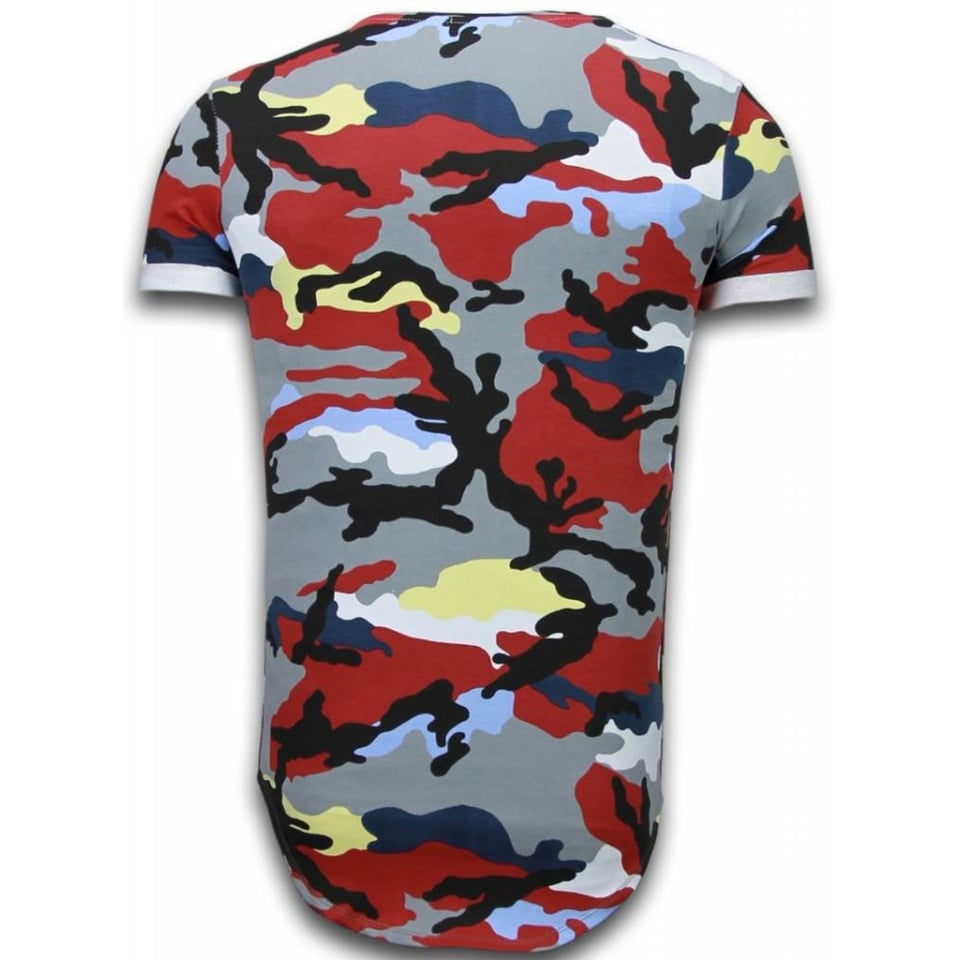 Known Camouflage T-Shirt - Long Fit Shirt Army - Bordeaux