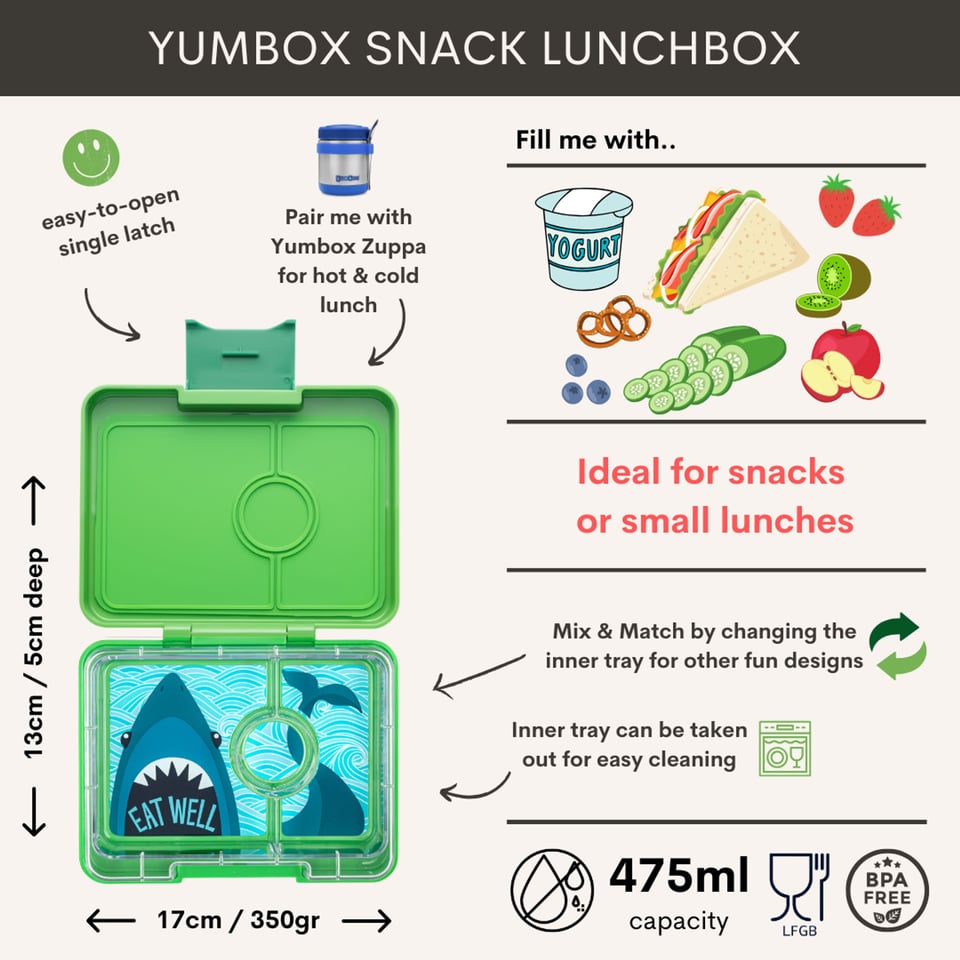 Yumbox Snack 3 Vakken Jurassic Groen / Haai - Groen