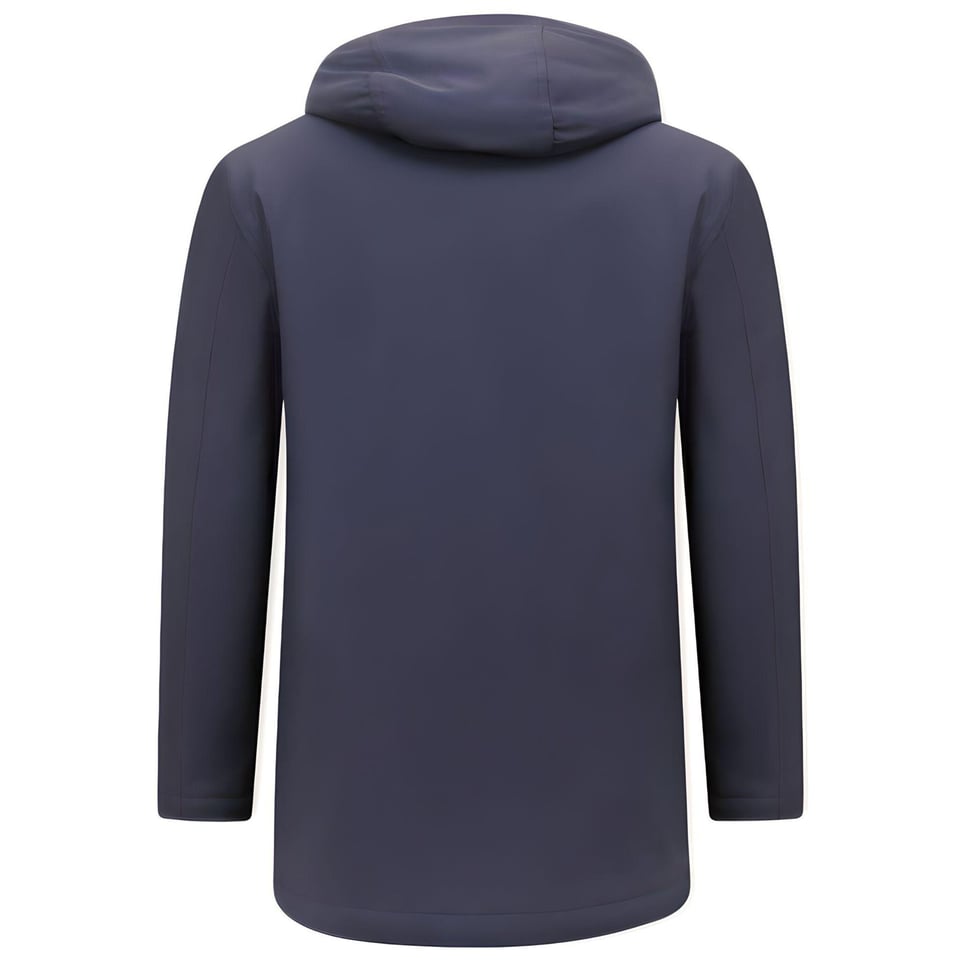 Luxe Halflange Parka Heren Met Capuchon - Blauw