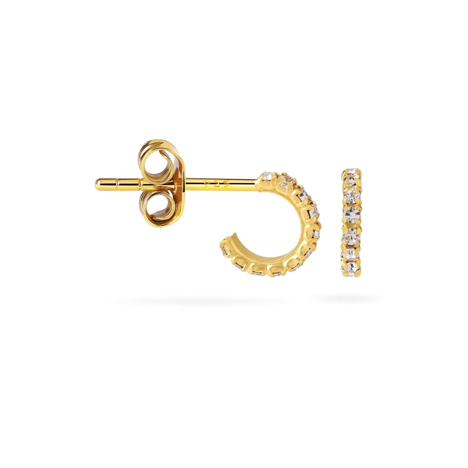 Clear Crystal Hoop Earrings Gold Plated - Clear Crystal / 18K Gold Plated 925 Sterling Silver