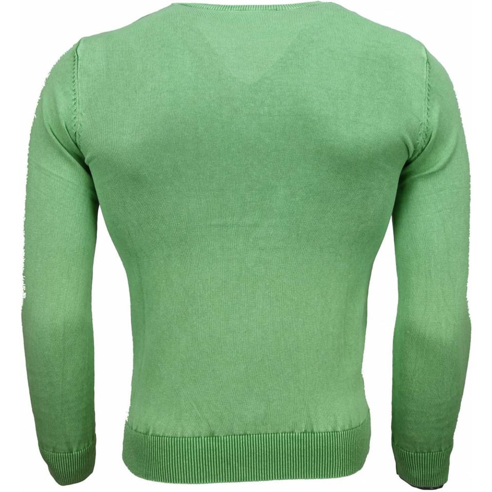 Casual Trui - Exclusive Blanco V-Hals - Groen