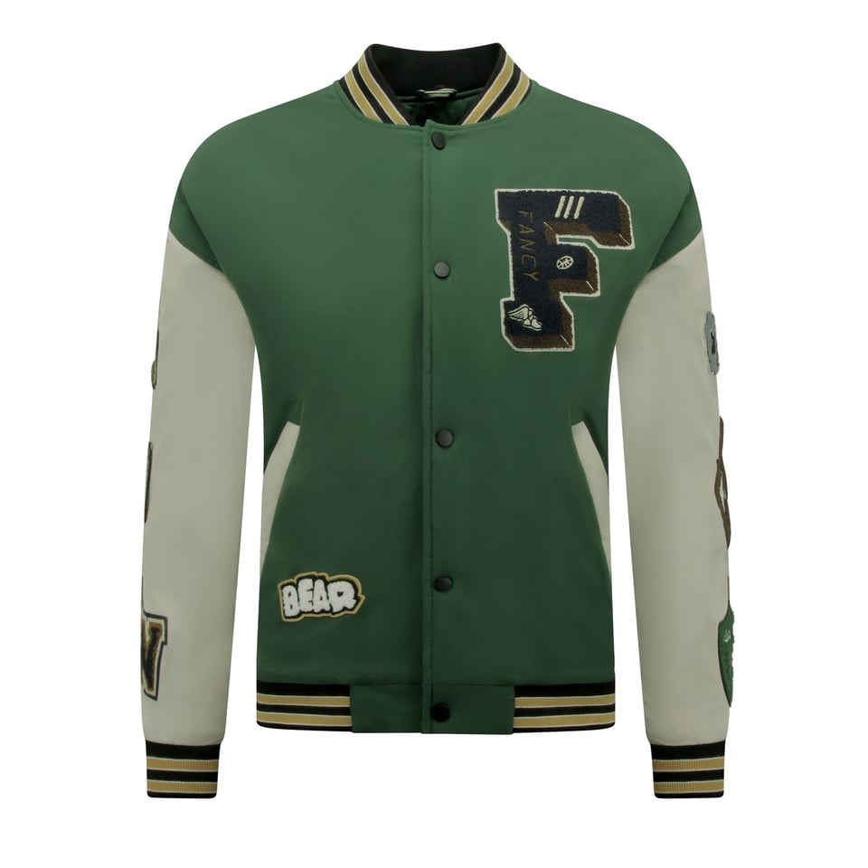 Heren Oversized Letterman Jas - 8633 - Groen