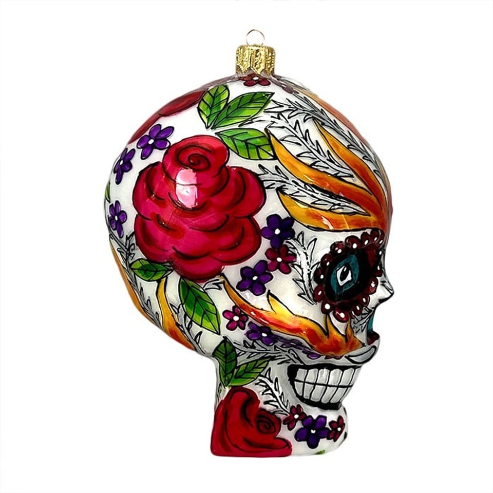 Kerstbal Skull Rose
