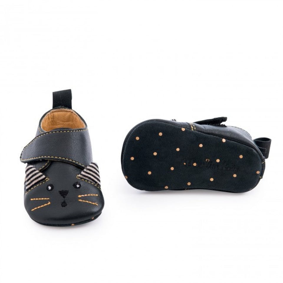 Moulinroty babyslofjes leer cat Les Moustaches