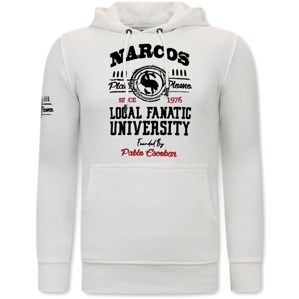 Exclusieve Heren Joggingspak - Narcos University - Wit