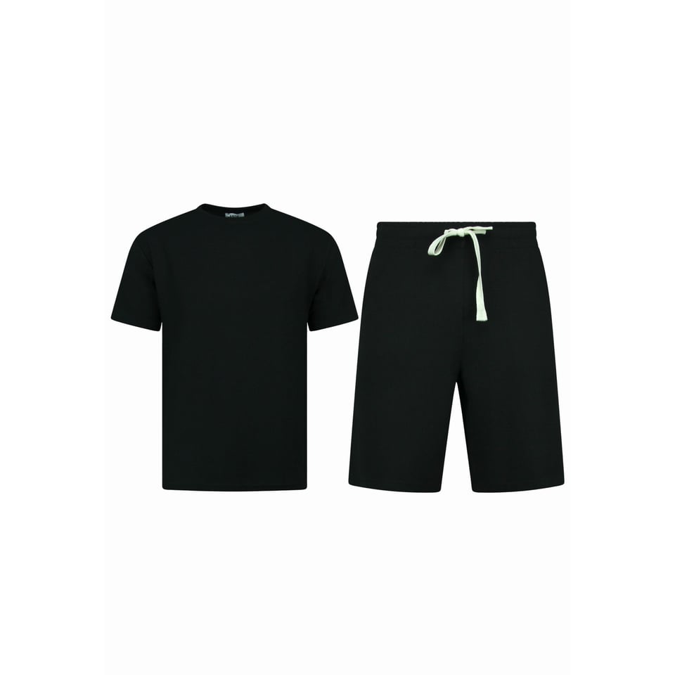 Zomerset Heren - Ribbed Oversized - Two Piece Setje - Twinset - Co Ord Set - 918 - Zwart