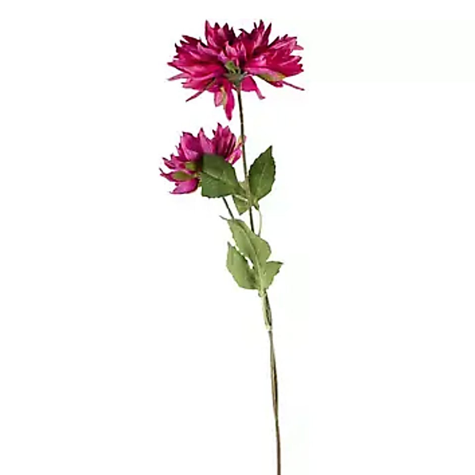 Kunstbloem Dahlia Fuchsia 2 Bloemen Op Steel 80cm