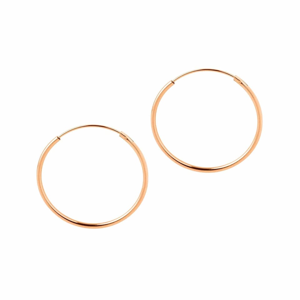 Rose Gold Plated Hoop Earrings 25 MM 1,2MM