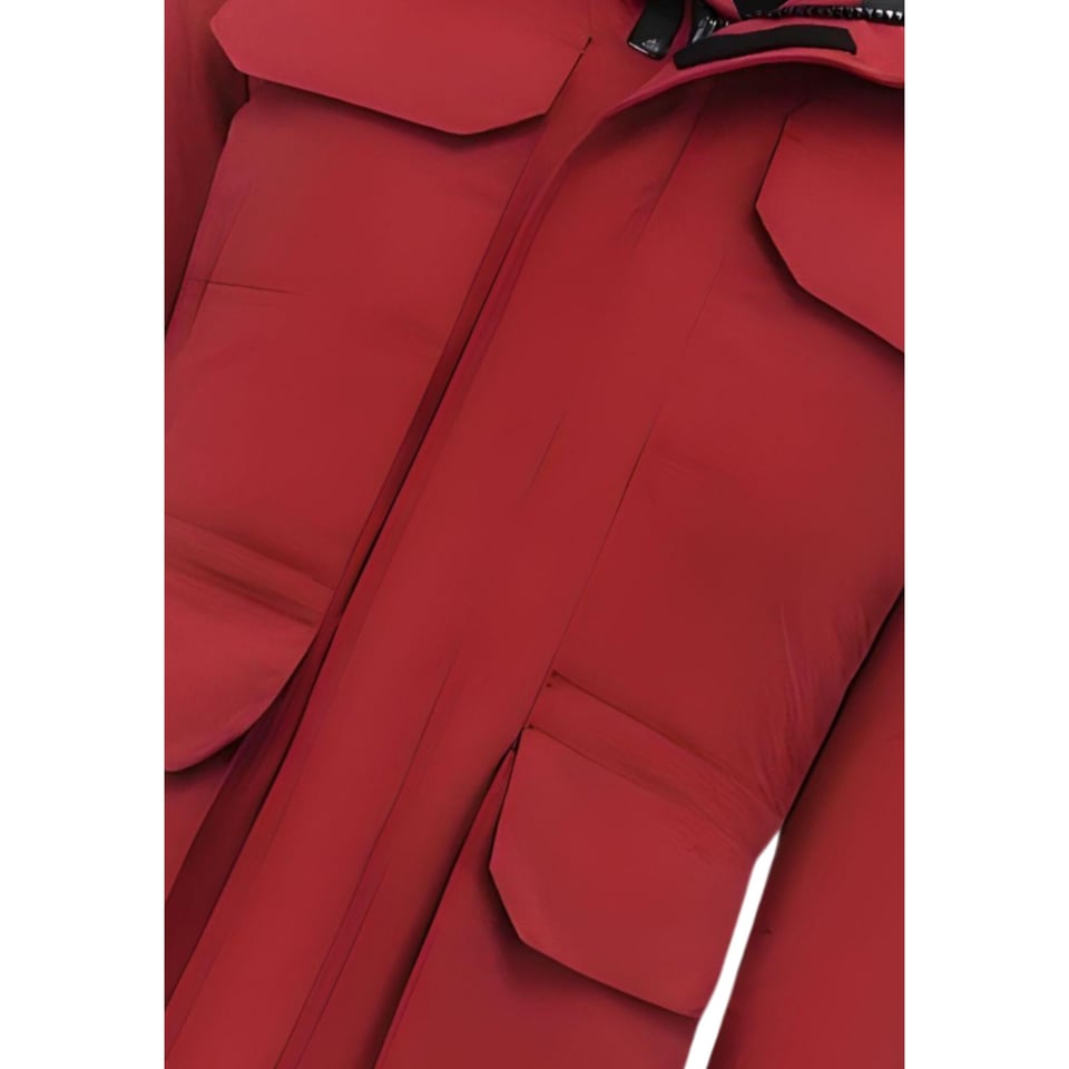 Halflange Mannen Winterjas Met Capuchon -7503 - Rood