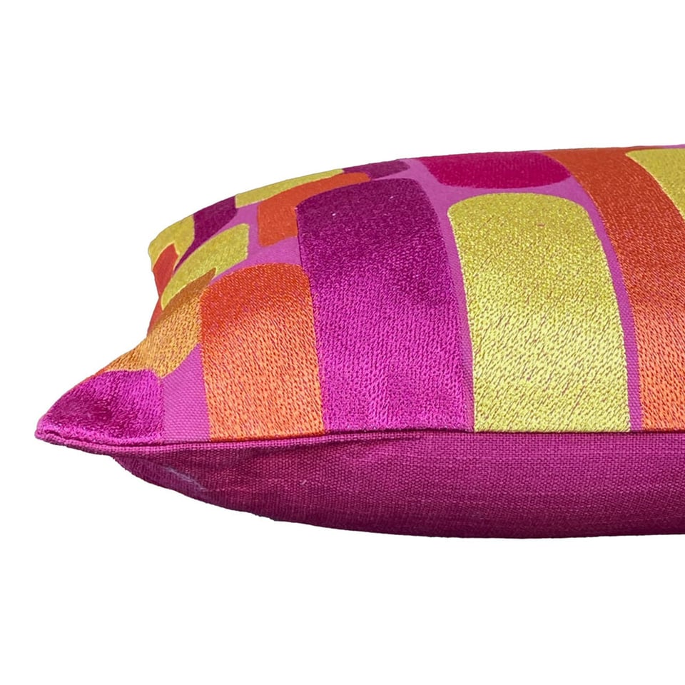 Sierkussen Stripes Fuchsia Oranje Goud 60x35cm