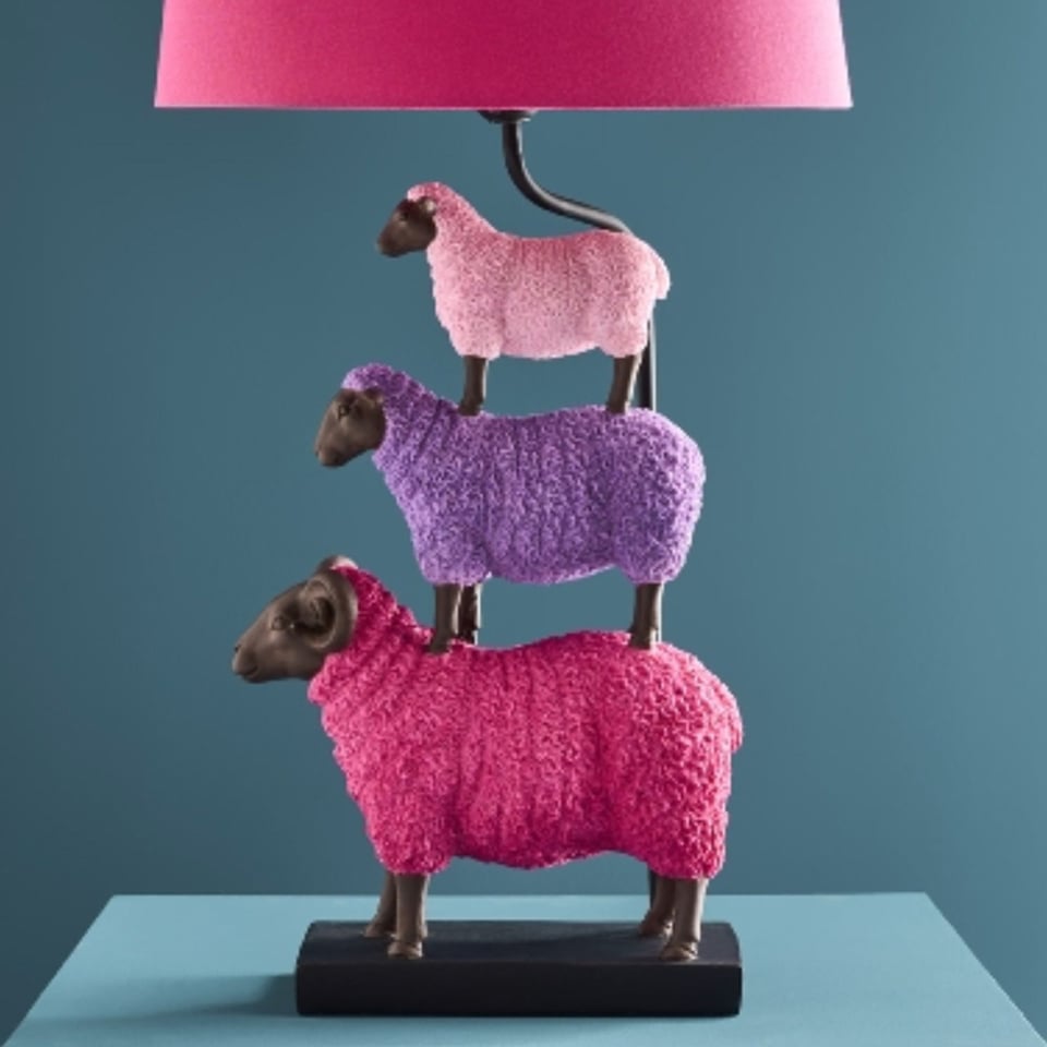 Tafel Lamp Schapen Roze Multicolor 35x67cm Set Met Kap