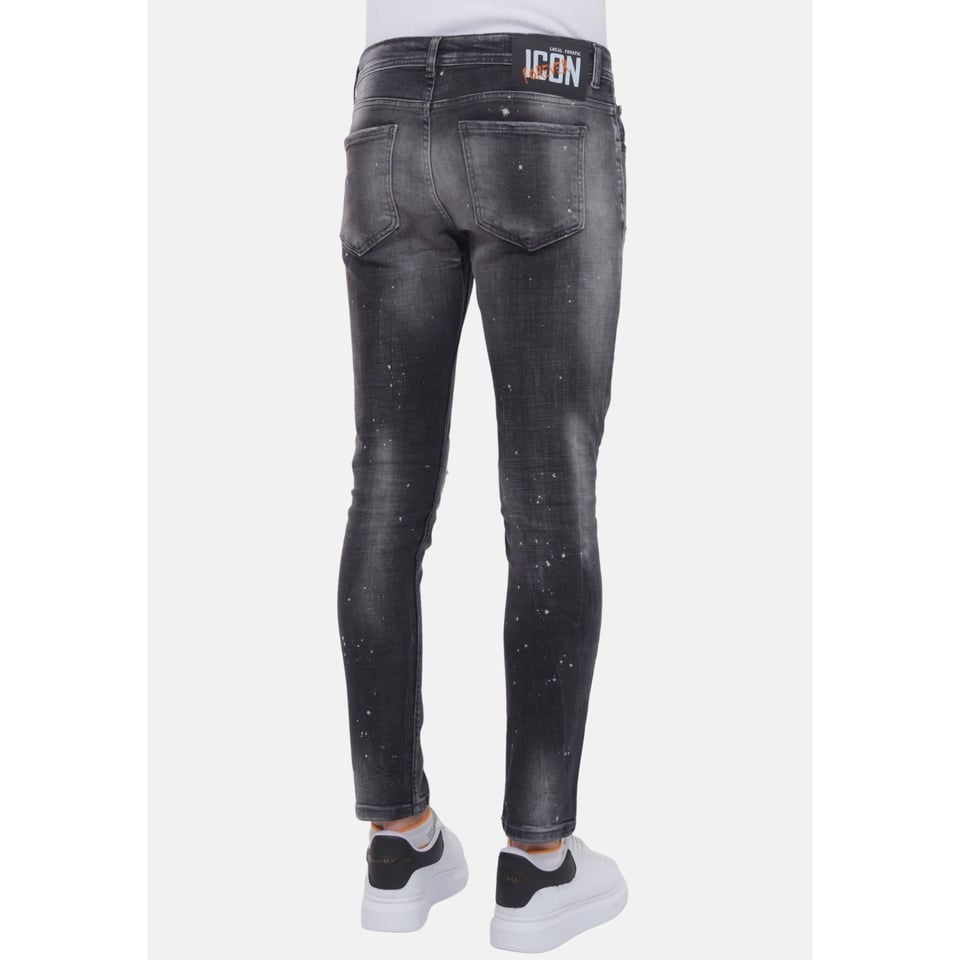 Distressed Jeans Stonewash Heren - Slim Fit -1087- Zwart