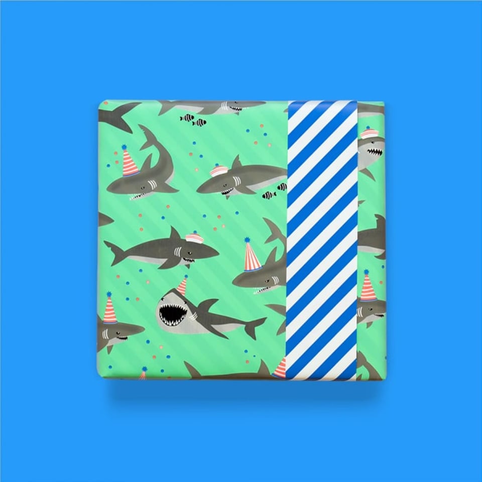 Rol Inpakpapier Shark - Stripe Blue