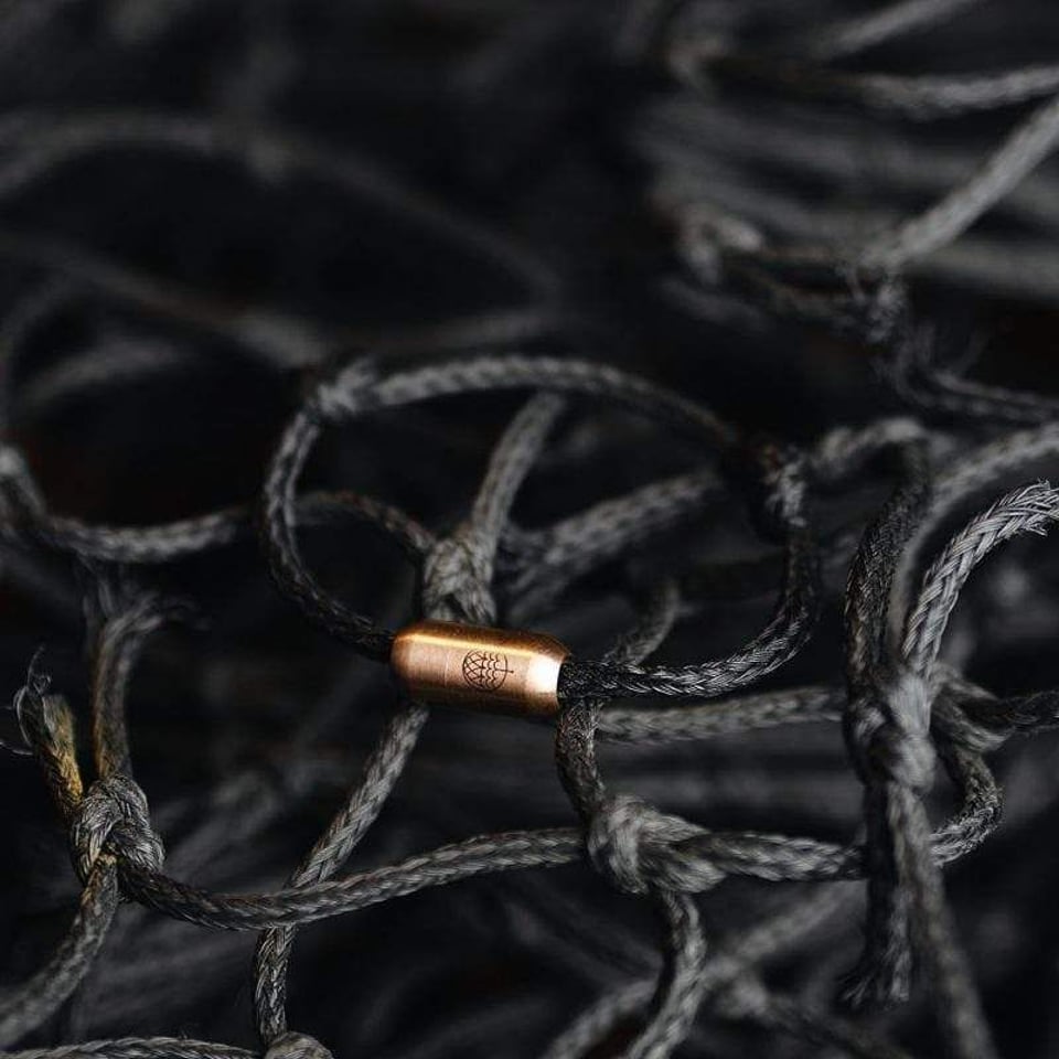 Bracenet upcycled fishing nets bracelet - Black Sea II gold clasp
