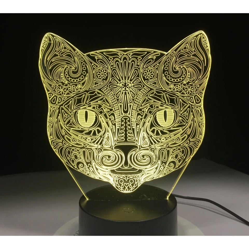 Lamp KAT. Mandala lamp kat. Mooie sfeerlamp. 7-kleurig.