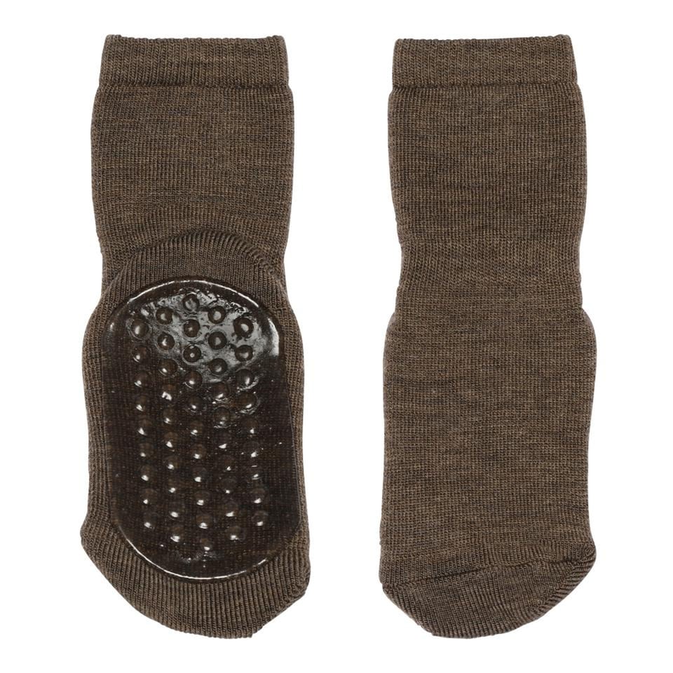 Wollen Antislip Baby en Kindersokken - Brown