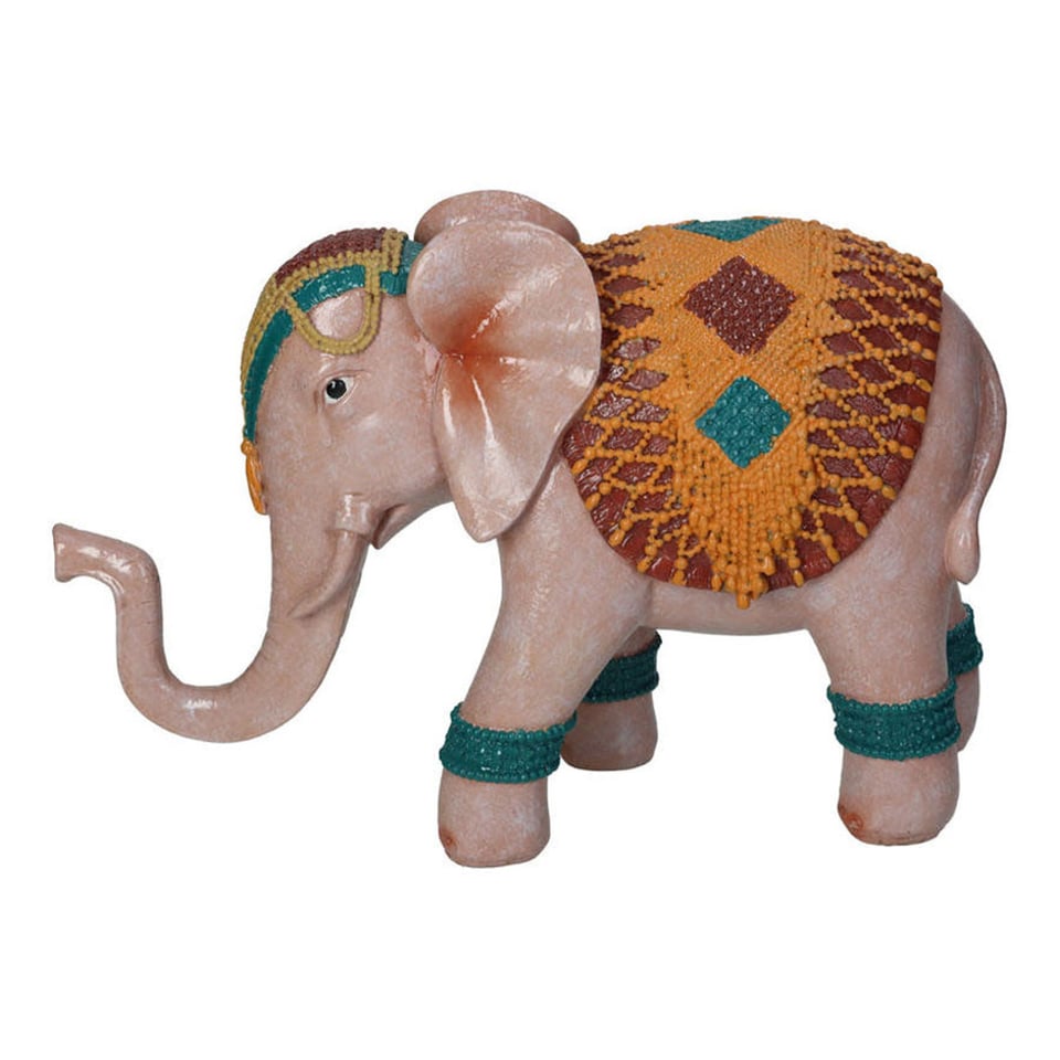 Beeld Indische Olifant Roze 35x23cm