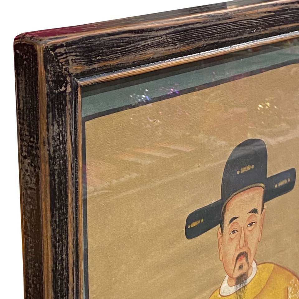Schilderij Chinese Voorouder Steek Geel Multi 56x91cm Ingelijst