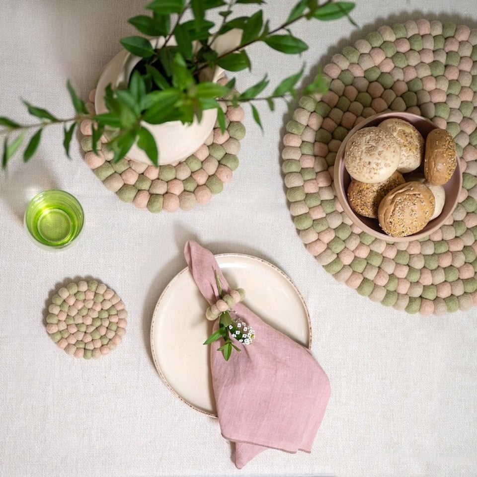 Onderzetter roze-groen 20cm