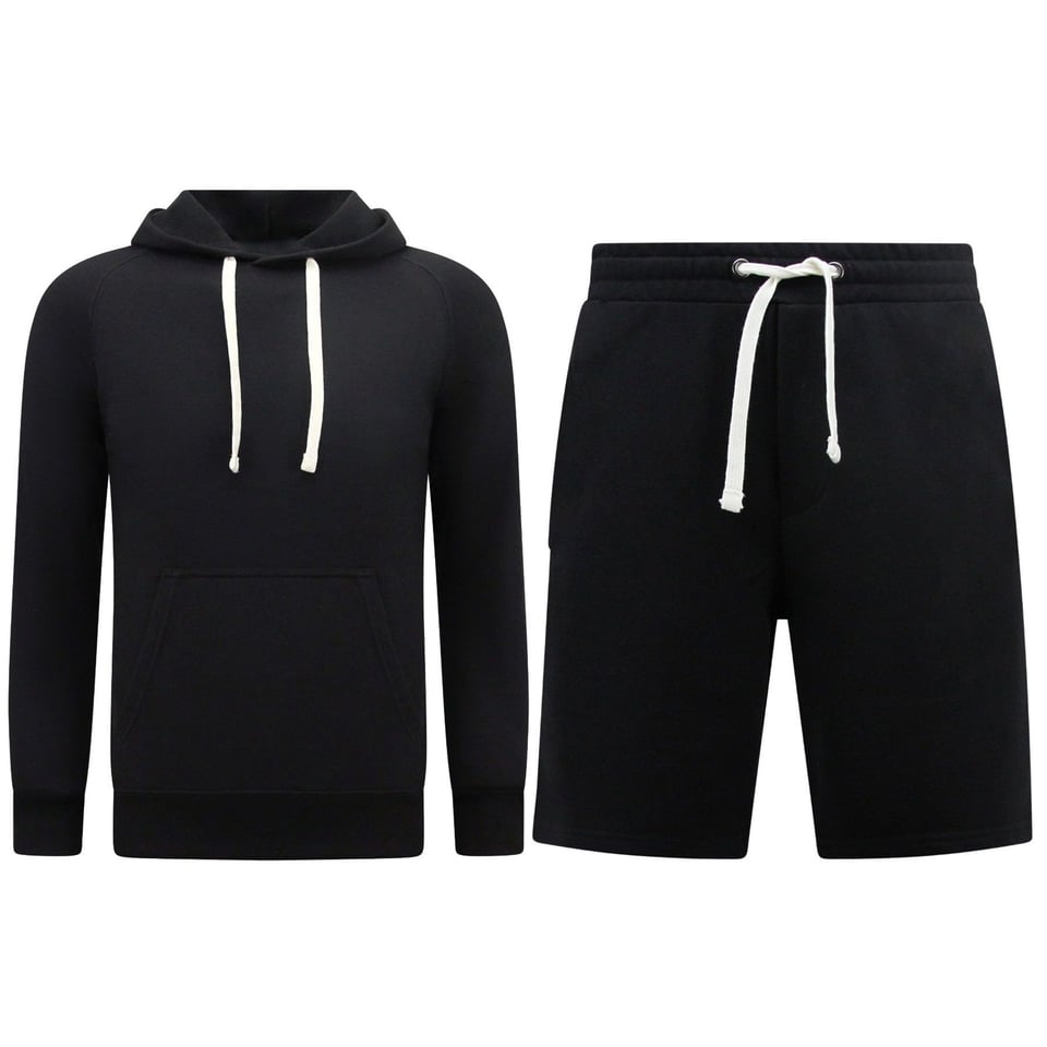 Hoodie Heren - Sweat Short Heren - SET - Zwart