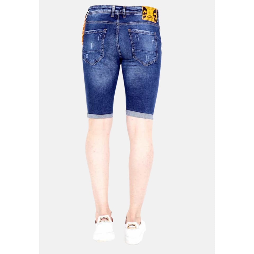 Exclusieve Korte Broek Heren Met Verfspatten - 1016 - Blauw