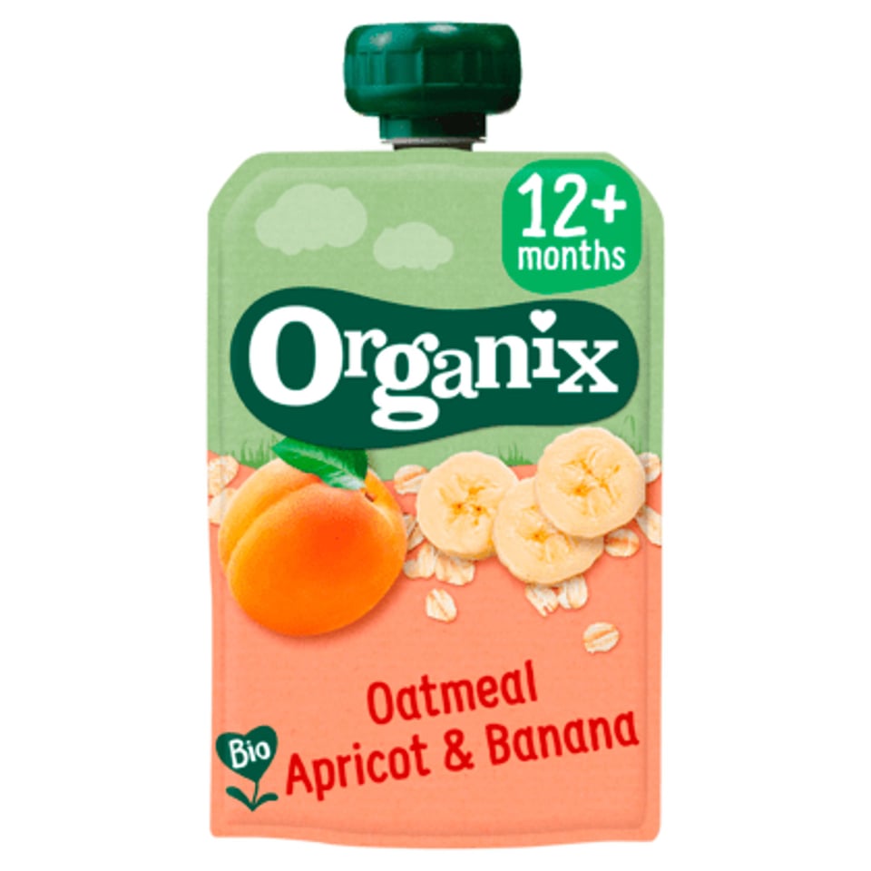 Organix Knijpfruit Haver Abrikoos Banaan 12+m