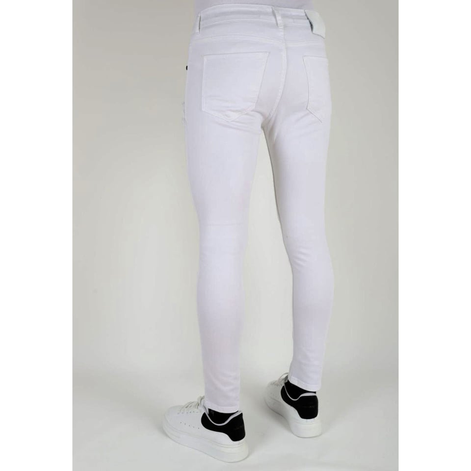 Witte Ripped Jeans Voor Heren Slim Fit -DP106