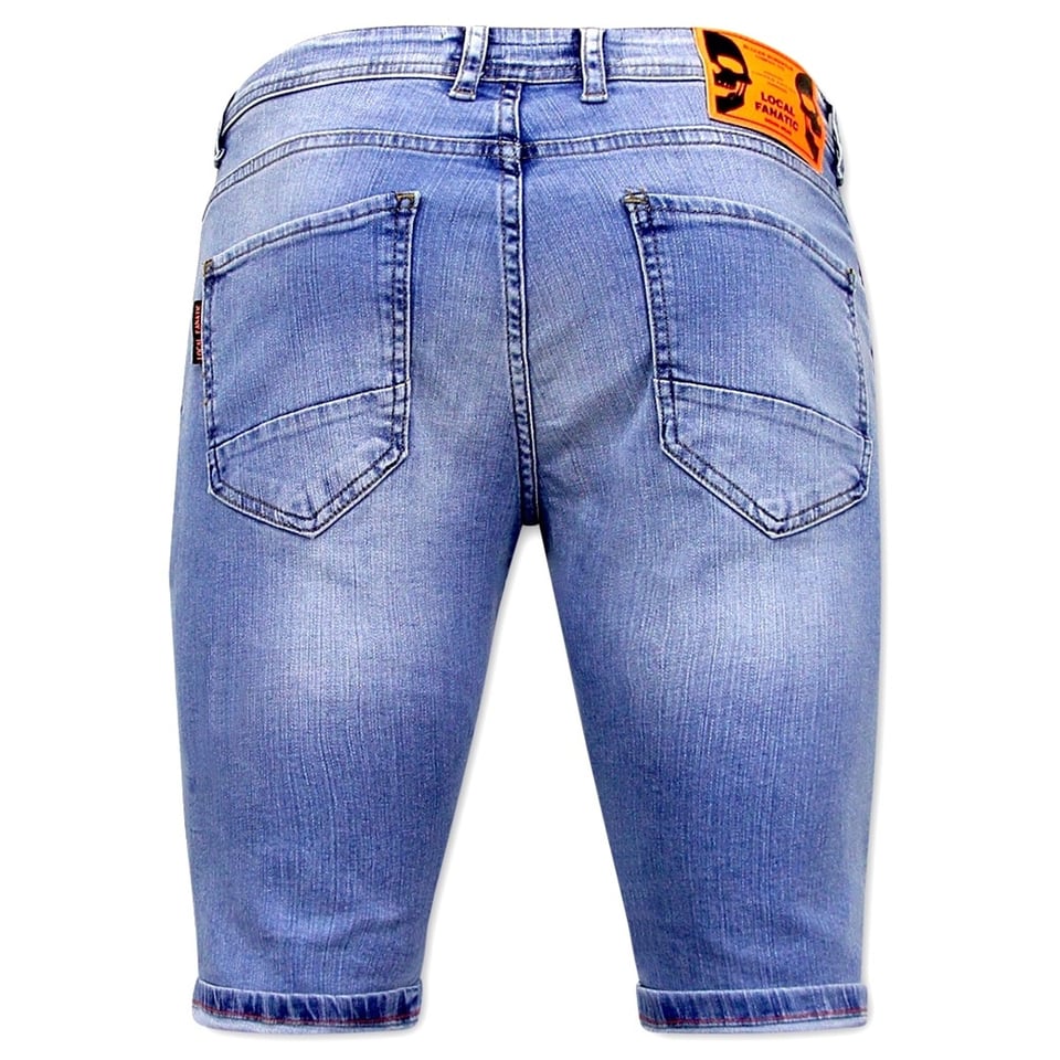 Exclusieve Skinny Jeans Short Heren - 1040 - Blauw