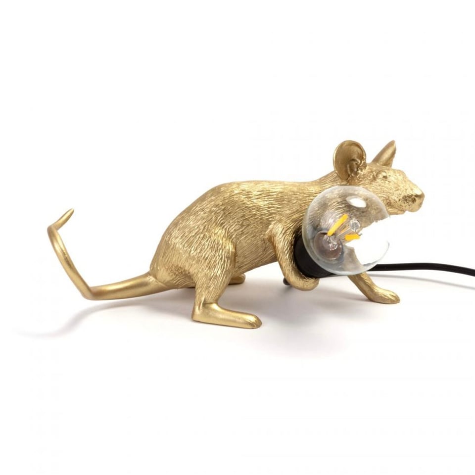 SELETTI Mouse Lamp Liggend Goud