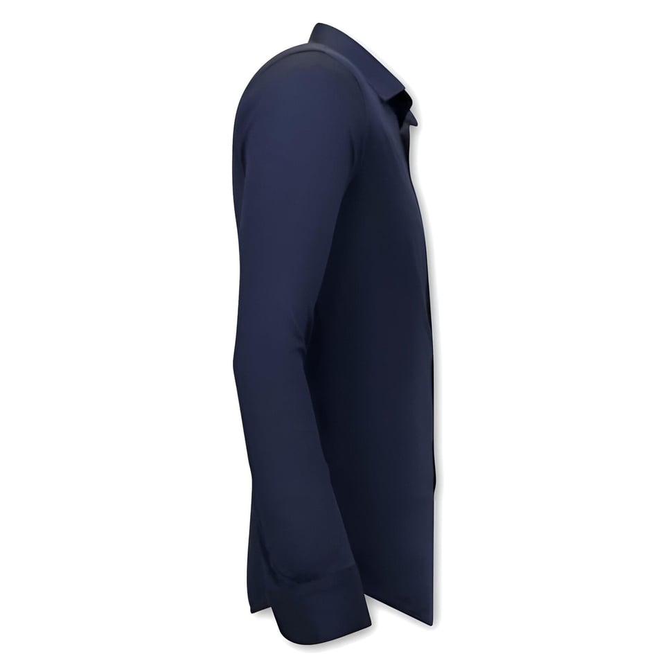 Luxe Aparte Blanco Heren Overhemden - Slim Fit - 3081- Navy