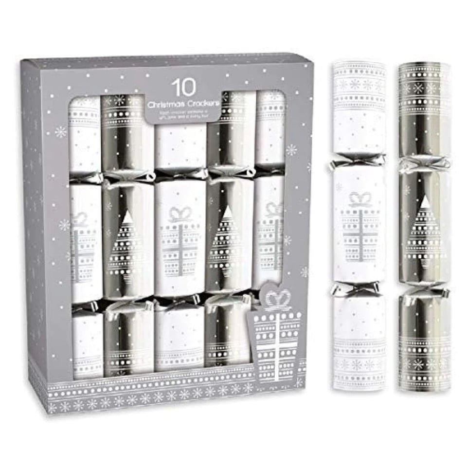 Giftmaker Large Luxury Christmas Crackers Silver And Gold 10Pk