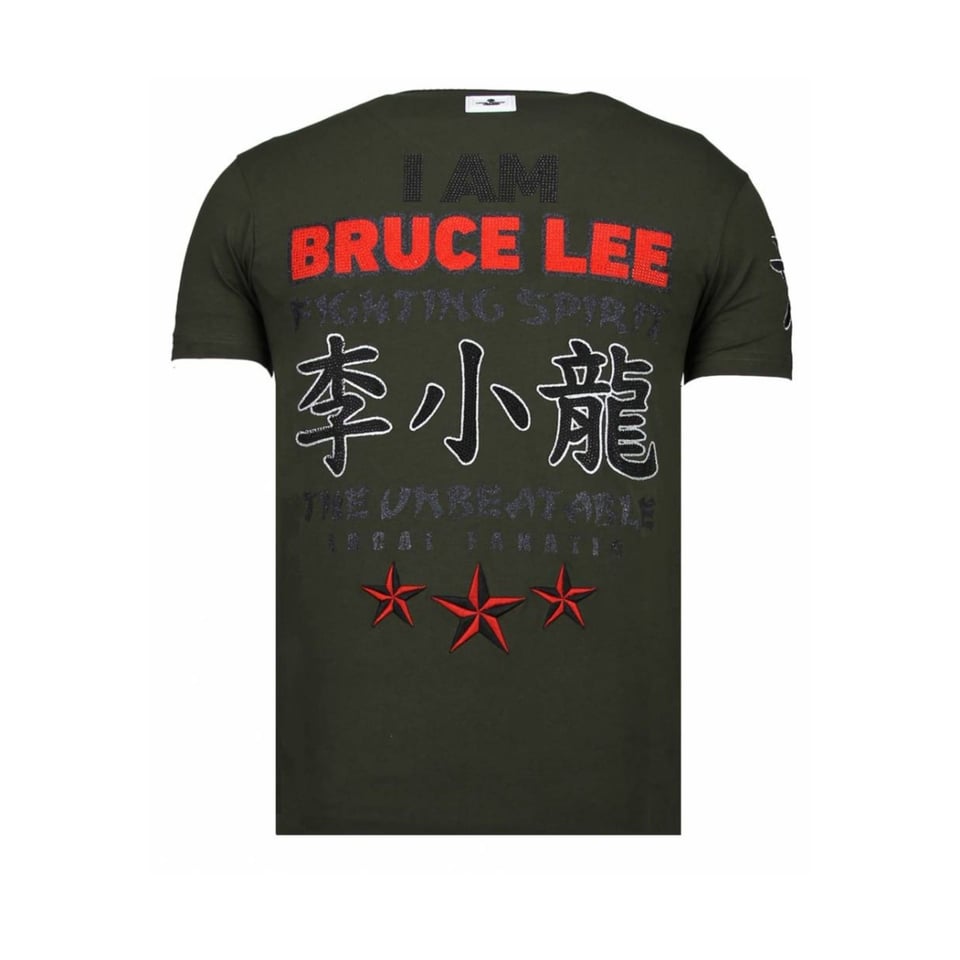 Fighter - Bruce Lee T-Shirt Rhinestones - Khaki