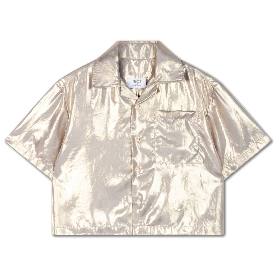 Repose Ams 47. Cropped Shirt Shimmers Of Gold