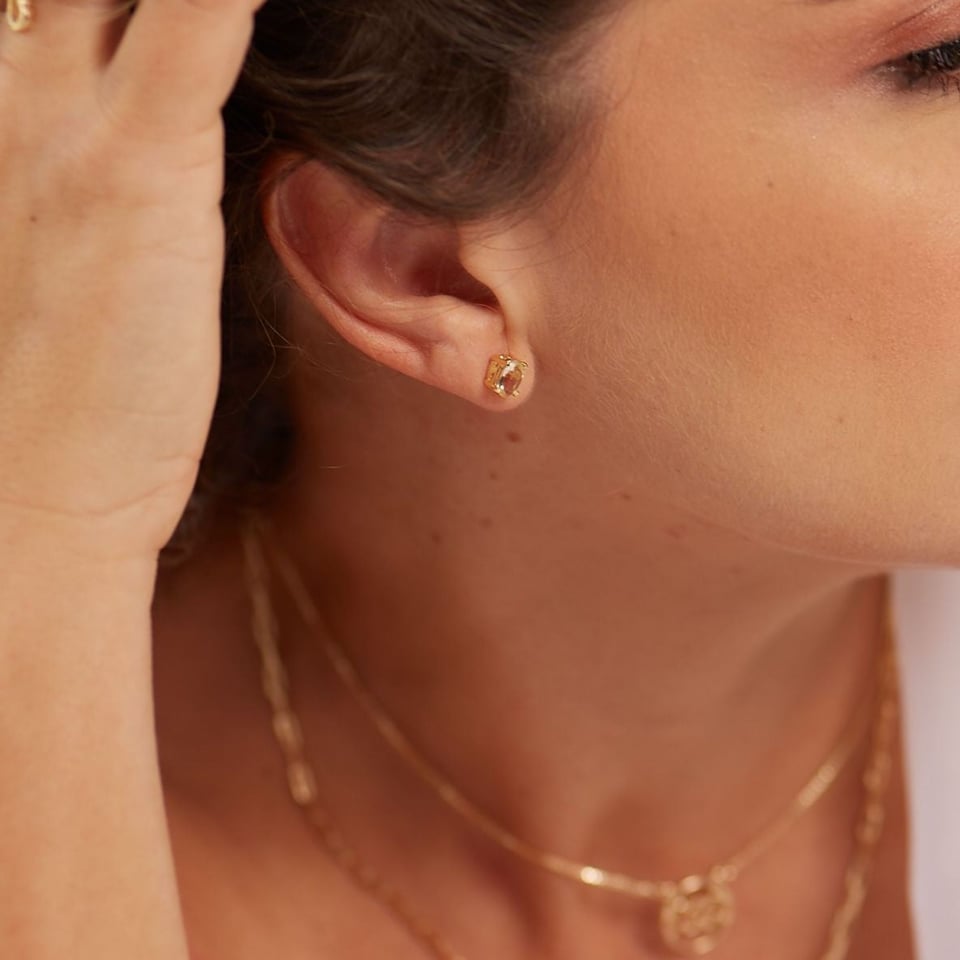 Stud Earrings - Natural Stones 18k Gold plated