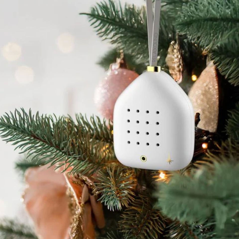 Kerstbal Jingle Bells Met Kerstgeluiden Wit 6x7cm