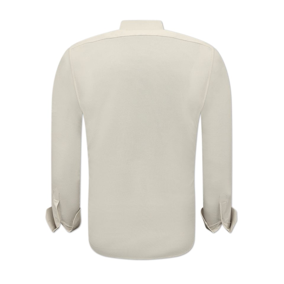 Oxford Effen Blouse Heren - Slim Fit Stretch - Beige