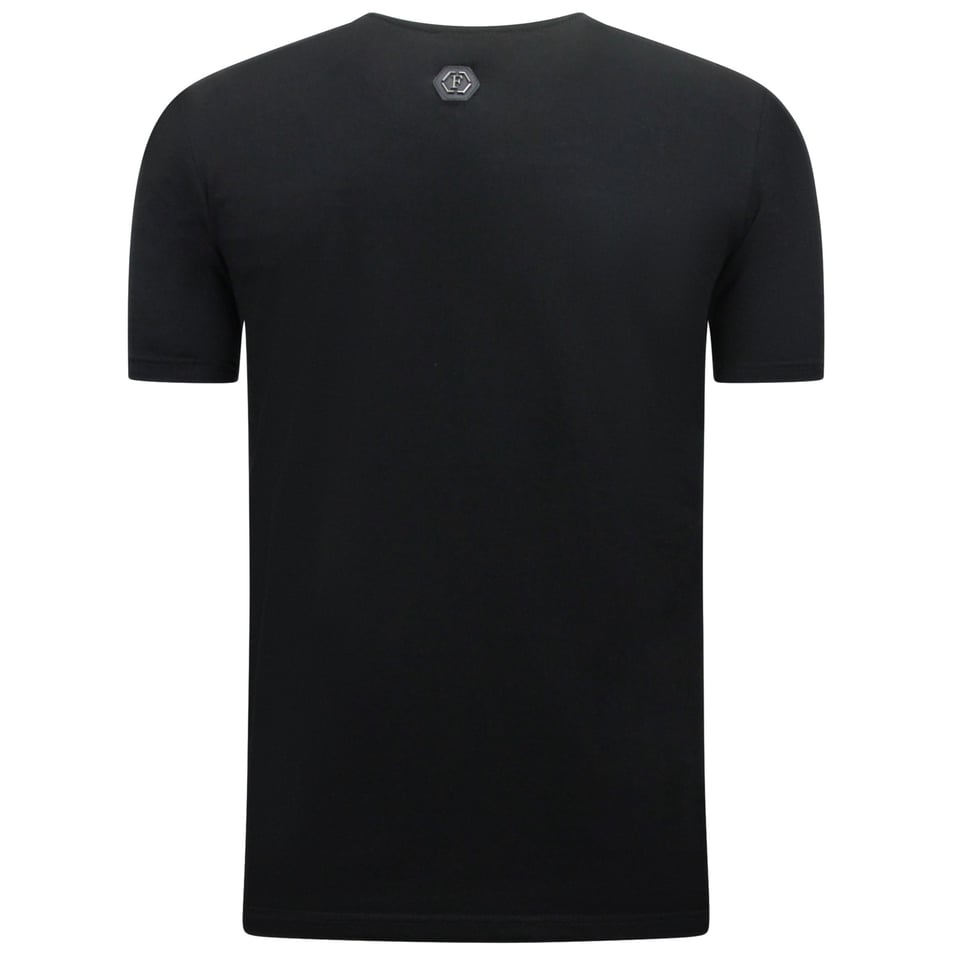 Skull - Rhinestone T-Shirt - 7968 - Zwart