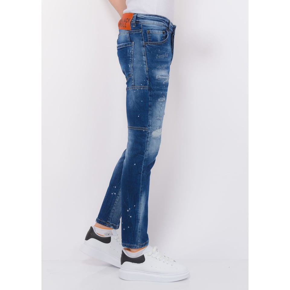 Destroyed Jeans Heren Stonewashed - Slim Fit -1083- Blauw