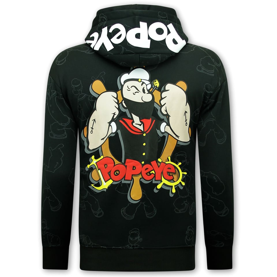 Heren Hoodie Met Capuchon - Popeye - Zwart