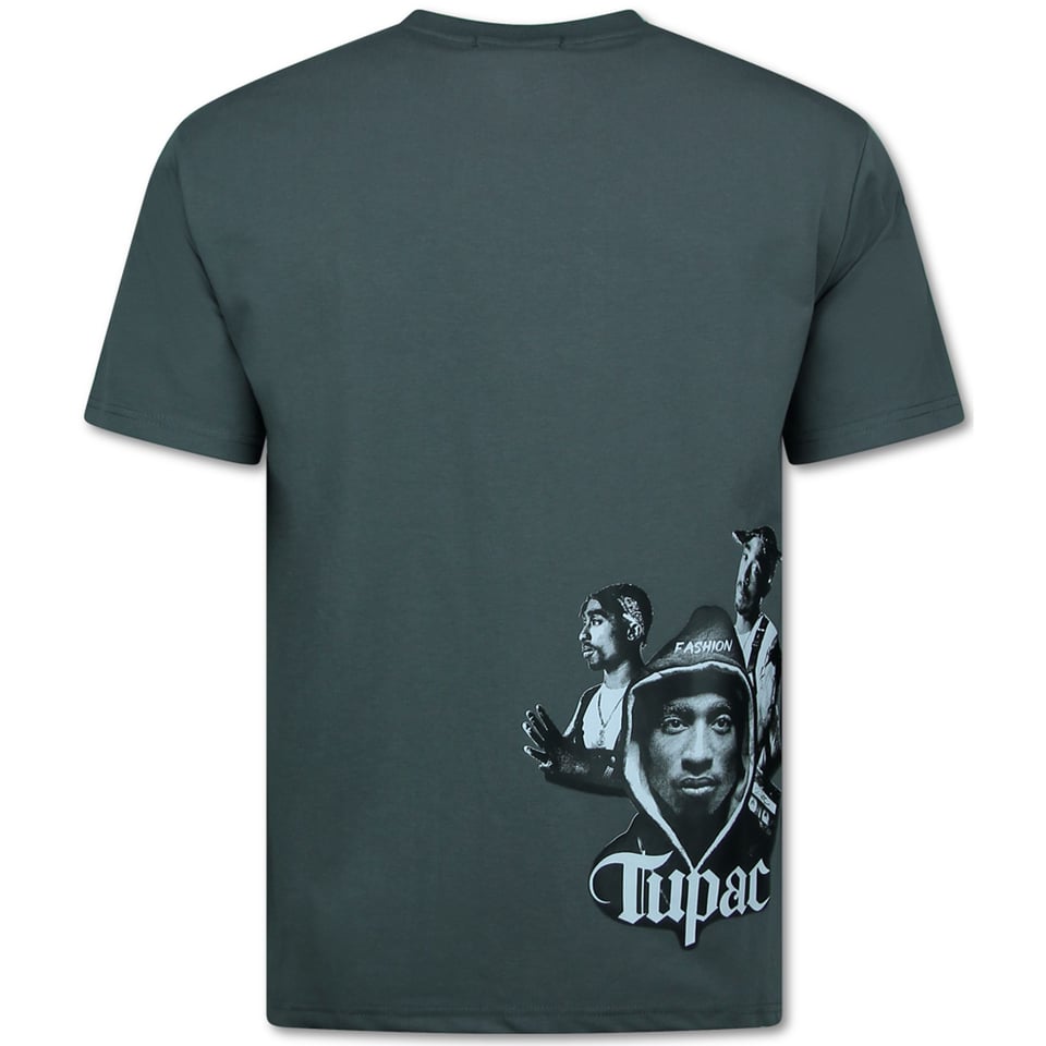 Oversized T Shirt Heren - Tupac Shakur - T Shirt Heren Met Print - Heren Tshirt Met Opdruk - 672 - Grijs