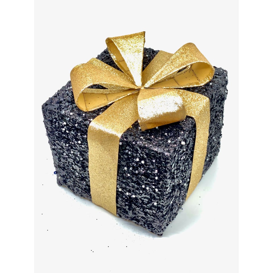 Glitter Pakjes Met Strik en LED Lampjes Div. Kleuren in 3 Maten