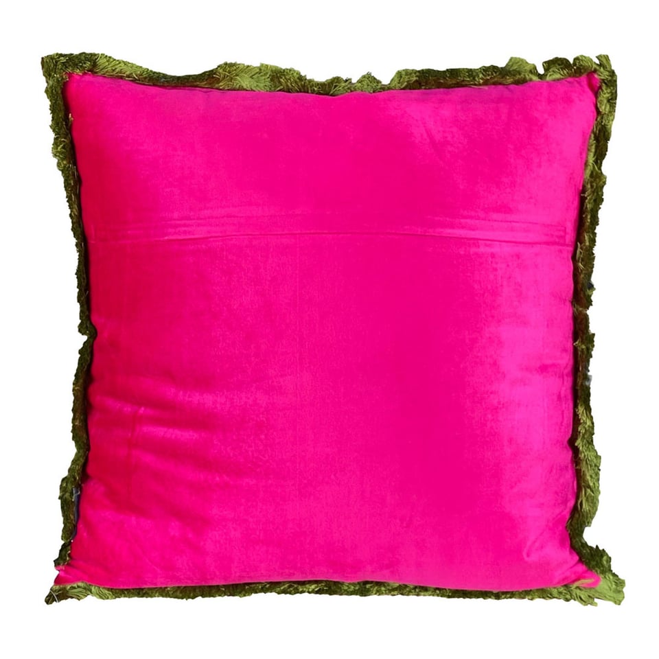 Sierkussen Golf Oranje Fuchsia 50x50cm Franjes