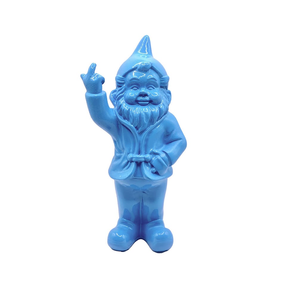 Beeldje Kabouter Fuck You Licht Blauw 15cm