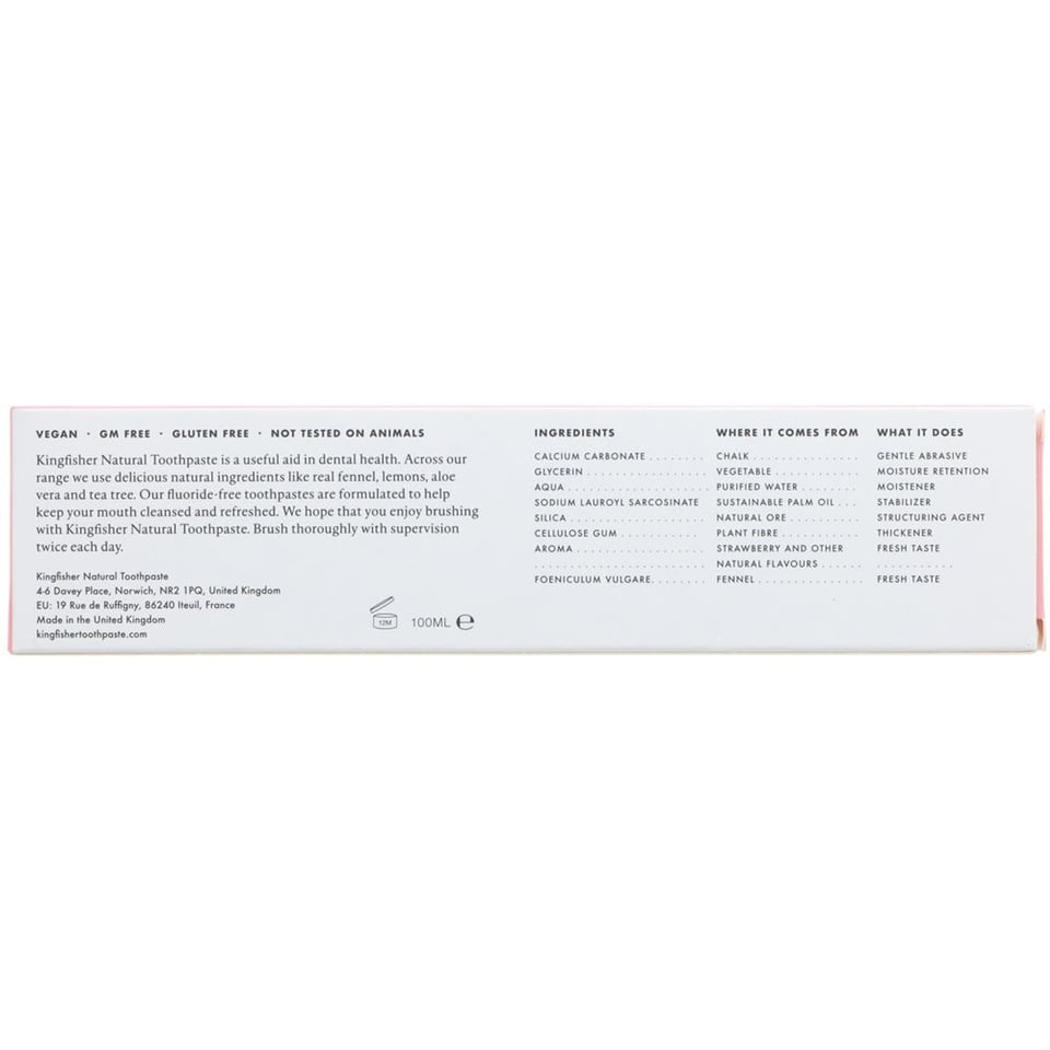 Kingfisher Strawberry Fluoride Free 100ml